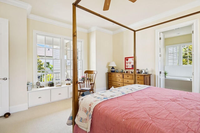 3007 General Martin Ln, Franklin, TN 37064 - bedroom with ornamental molding, carpet flooring, baseboards, and a ceiling fan