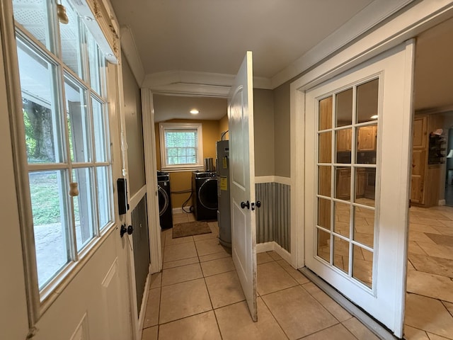1650 E Beaverdam Rd, Centerville, TN 37033 - entryway with crown molding, french doors, and light tile patterned floors