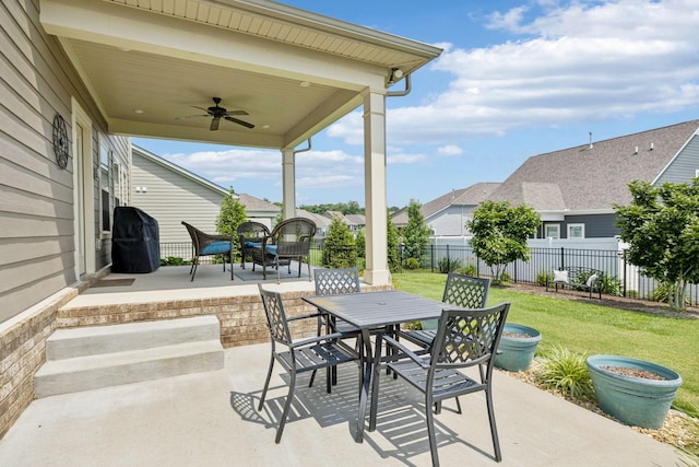 1045 Brayden Dr, Fairview, TN 37062 - view of patio / terrace featuring a ceiling fan, outdoor dining space, and a grill