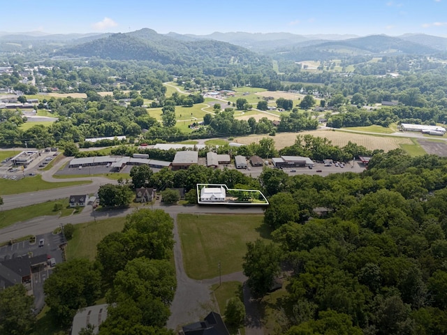 1319 Main St N, Carthage, TN 37030 - aerial overview of property's location featuring property boundaries highlighted and mountains