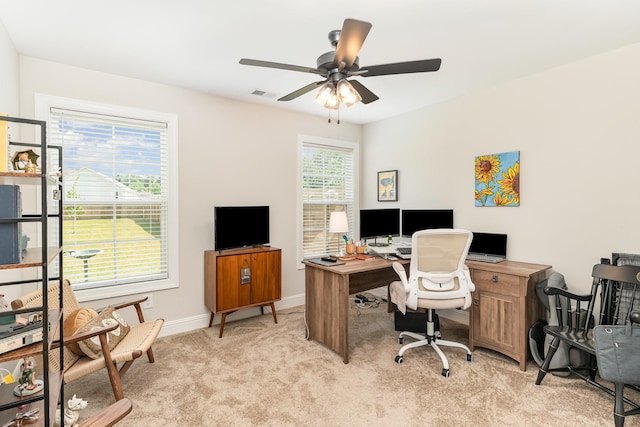 3019 Easy Goer Ln, Greenbrier, TN 37073 - office space with light colored carpet, a ceiling fan, and baseboards