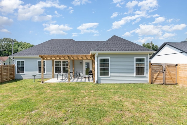 3019 Easy Goer Ln, Greenbrier, TN 37073 - rear view of house featuring a pergola, roof with shingles, a patio, and a gate