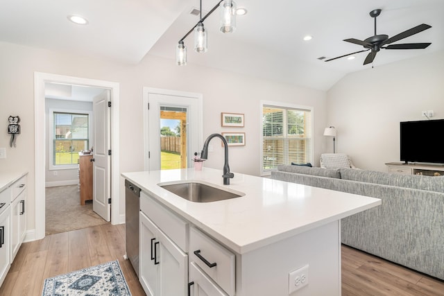 3019 Easy Goer Ln, Greenbrier, TN 37073 - kitchen featuring a sink, open floor plan, light wood finished floors, dishwasher, and recessed lighting
