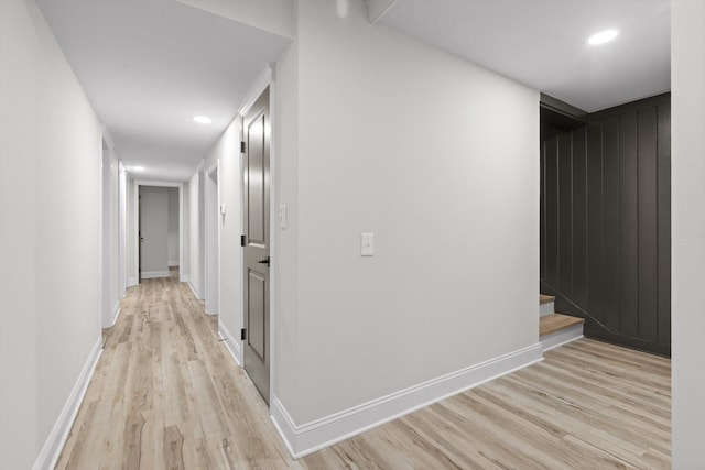 2605 Avalon Hl, Chattanooga, TN 37415 - hall with light wood-style flooring, baseboards, recessed lighting, and stairway