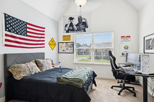 1074 Cantwell Pl, Spring Hill, TN 37174 - carpeted bedroom featuring vaulted ceiling, baseboards, and an office area