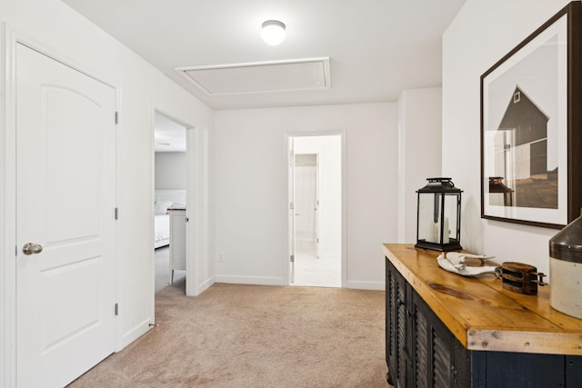 1074 Cantwell Pl, Spring Hill, TN 37174 - corridor featuring attic access, light colored carpet, and baseboards
