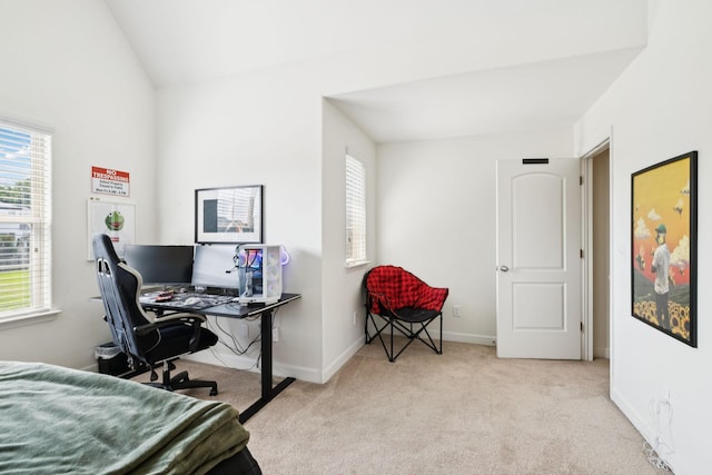 1074 Cantwell Pl, Spring Hill, TN 37174 - carpeted bedroom featuring multiple windows, baseboards, an office area, and vaulted ceiling