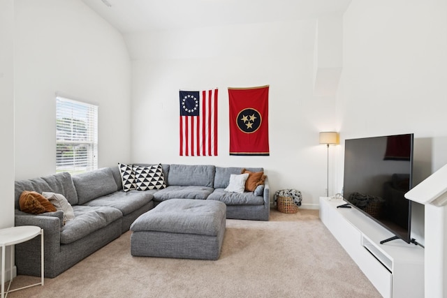 1074 Cantwell Pl, Spring Hill, TN 37174 - living area featuring carpet floors and high vaulted ceiling