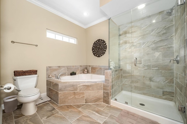 2342 N Tennessee Blvd Unit 601, Murfreesboro, TN 37130 - full bath with crown molding, a garden tub, toilet, a stall shower, and marble finish flooring