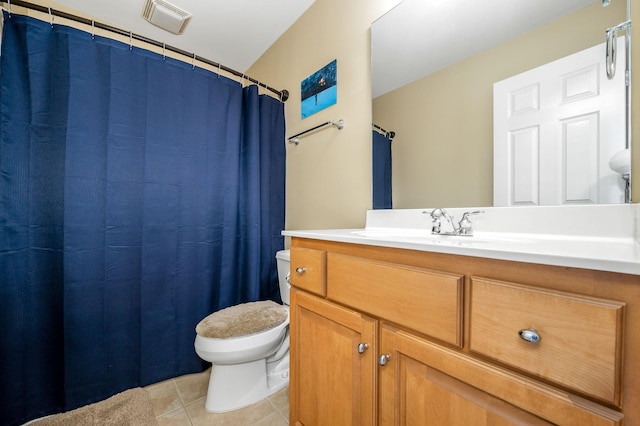 2342 N Tennessee Blvd Unit 601, Murfreesboro, TN 37130 - bathroom with toilet, tile patterned floors, vanity, and curtained shower