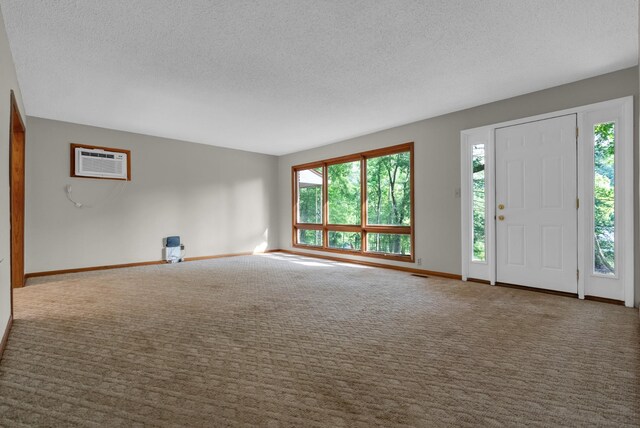 5595 Denmark Rd, Erin, TN 37061 - foyer with a textured ceiling, carpet floors, baseboards, and an AC wall unit