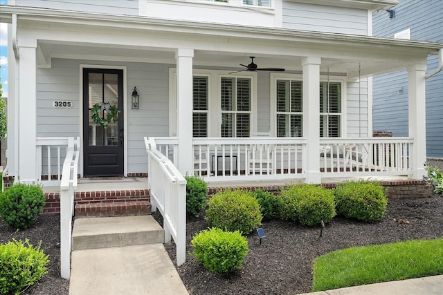 3205 Vinemont Dr, Thompsons Station, TN 37179 - view of exterior entry featuring covered porch and ceiling fan