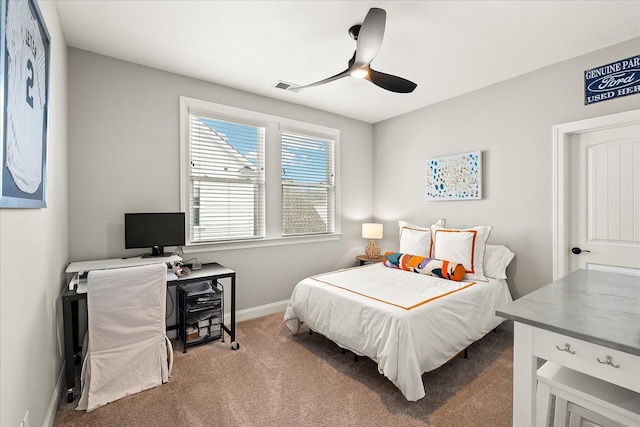 3205 Vinemont Dr, Thompsons Station, TN 37179 - bedroom with carpet flooring, a desk, baseboards, and a ceiling fan