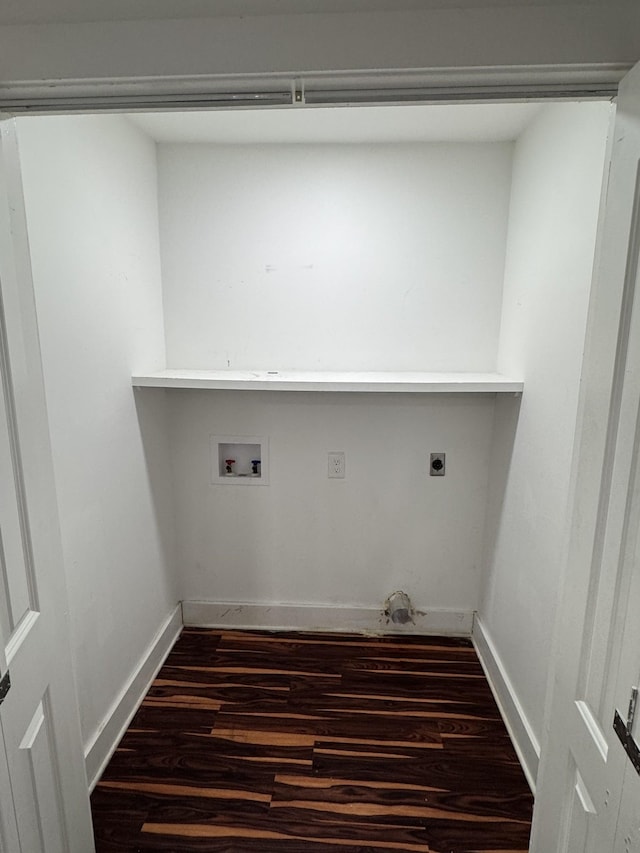 414 Washington St, Columbia, TN 38401 - laundry room with hookup for a washing machine, electric dryer hookup, wood finished floors, and baseboards