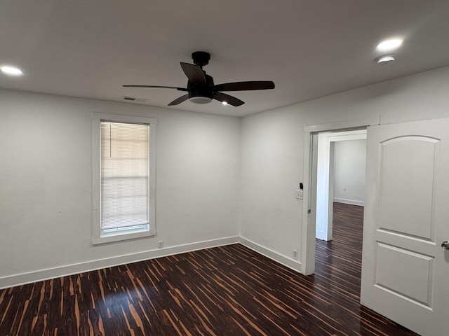 414 Washington St, Columbia, TN 38401 - unfurnished room with dark wood-type flooring, recessed lighting, a ceiling fan, baseboards, and a smoke detector