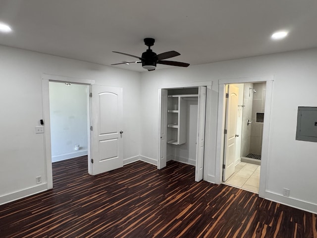 414 Washington St, Columbia, TN 38401 - unfurnished bedroom with electric panel, wood finished floors, baseboards, a closet, and recessed lighting