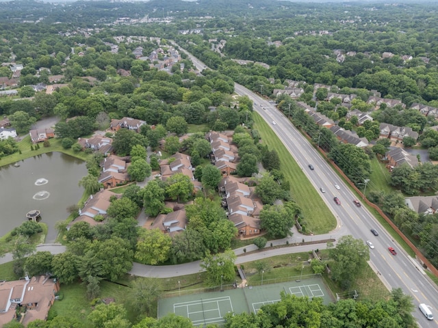 307 Seven Springs Way Unit 304, Brentwood, TN 37027 - aerial perspective of suburban area with a main thoroughfare and a large body of water