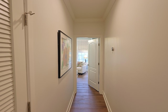 307 Seven Springs Way Unit 304, Brentwood, TN 37027 - corridor featuring dark wood finished floors, crown molding, and baseboards