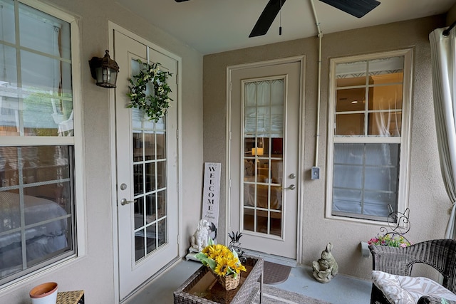 307 Seven Springs Way Unit 304, Brentwood, TN 37027 - entrance to property with ceiling fan and stucco siding