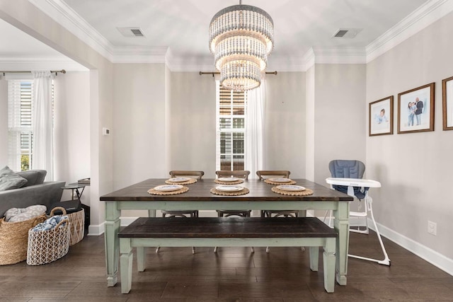 104 Burkitt Commons Ave, Nolensville, TN 37135 - dining area featuring baseboards, a chandelier, wood finished floors, and crown molding