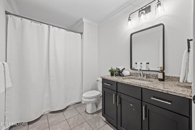9327 Paradise Valley Ln, Knoxville, TN 37922 - full bathroom featuring crown molding, vanity, tile patterned floors, and a shower with shower curtain