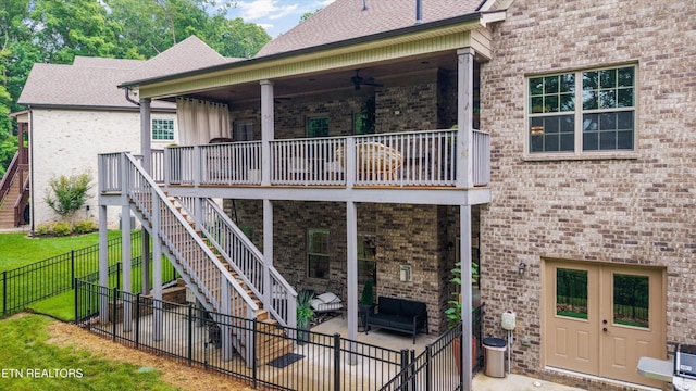 9327 Paradise Valley Ln, Knoxville, TN 37922 - rear view of property with stairs, a fenced backyard, and a patio