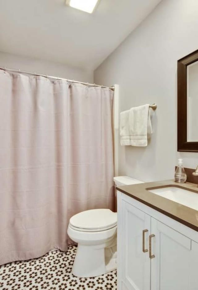380 Station Dr, Waverly, TN 37185 - bathroom with vanity, toilet, and curtained shower