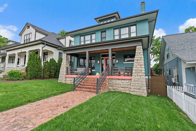 1400 Linden Ave, Nashville, TN 37212 - traditional style home featuring covered porch and a chimney
