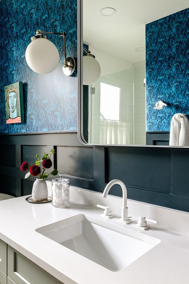 1400 Linden Ave, Nashville, TN 37212 - bathroom view of wallpapered walls and vanity
