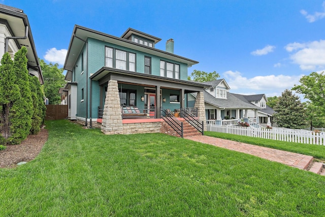 1400 Linden Ave, Nashville, TN 37212 - american foursquare style home featuring a porch and a chimney
