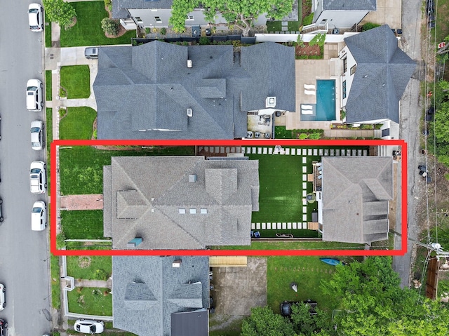 1400 Linden Ave, Nashville, TN 37212 - aerial perspective of suburban area featuring property parcel outlined