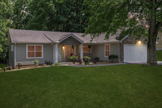 2408 Cantor Way, Spring Hill, TN 37174 - ranch-style home with a front yard, driveway, a garage, and roof with shingles