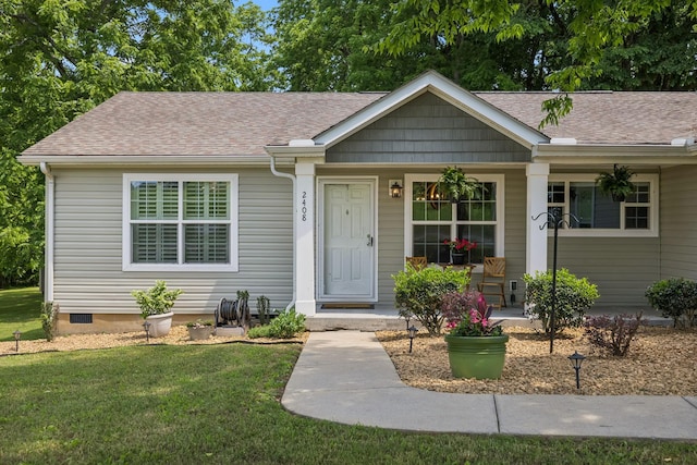 2408 Cantor Way, Spring Hill, TN 37174 - view of front facade featuring a front lawn, a porch, a shingled roof, and crawl space