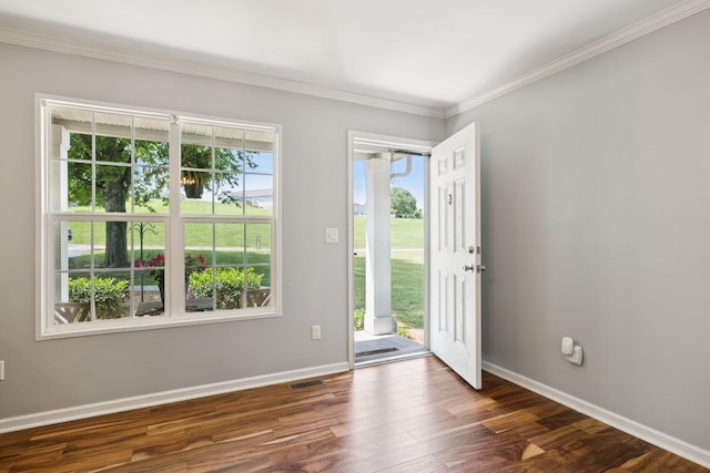 2408 Cantor Way, Spring Hill, TN 37174 - entryway featuring ornamental molding, dark wood-type flooring, and baseboards