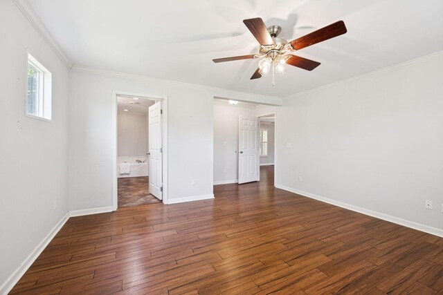 2408 Cantor Way, Spring Hill, TN 37174 - unfurnished bedroom with hardwood / wood-style flooring, crown molding, baseboards, and ceiling fan