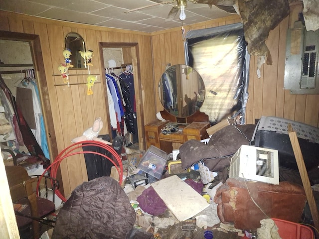 1400 Red Boiling Springs Rd, Lafayette, TN 37083 - misc room with wooden walls, electric panel, and a ceiling fan