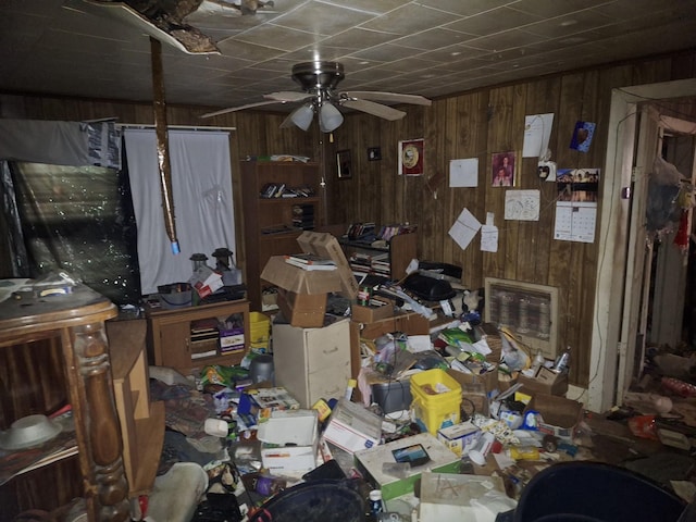 1400 Red Boiling Springs Rd, Lafayette, TN 37083 - miscellaneous room with wooden walls and a ceiling fan