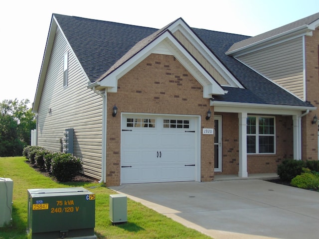 1920 Alysheba Run, Murfreesboro, TN 37128 - view of front facade featuring brick siding, a garage, concrete driveway, and a shingled roof