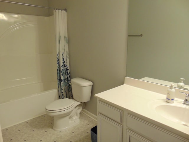 1920 Alysheba Run, Murfreesboro, TN 37128 - bathroom featuring vanity, toilet, shower / tub combo, and baseboards
