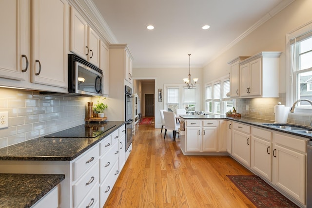 3448 Colebrook Dr, Thompsons Station, TN 37179 - kitchen featuring a sink, stainless steel appliances, a chandelier, light wood-type flooring, and plenty of natural light