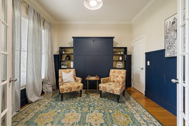 3448 Colebrook Dr, Thompsons Station, TN 37179 - sitting room with crown molding, wood finished floors, and french doors