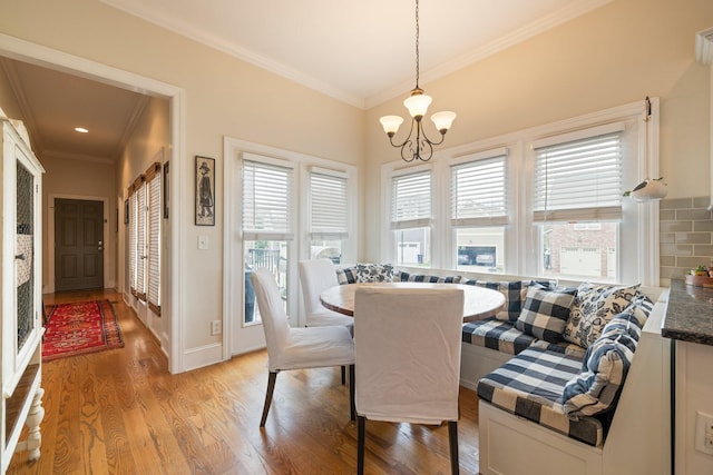 3448 Colebrook Dr, Thompsons Station, TN 37179 - dining space featuring ornamental molding, a chandelier, light wood finished floors, and baseboards