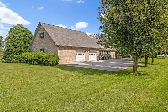 220 Winton Way Rd, Manchester, TN 37355 - view of property exterior with an attached garage, asphalt driveway, brick siding, a yard, and roof with shingles