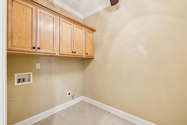 204 Magnolia Glen Ct, Manchester, TN 37355 - washroom with cabinet space, hookup for a washing machine, ceiling fan, hookup for an electric dryer, and baseboards