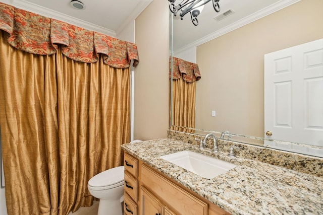 204 Magnolia Glen Ct, Manchester, TN 37355 - full bathroom featuring ornamental molding, vanity, toilet, and a shower with curtain