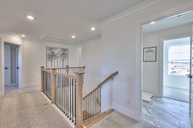 471 Triple Crown Cir, Gallatin, TN 37066 - corridor with attic access, an upstairs landing, baseboards, recessed lighting, and crown molding