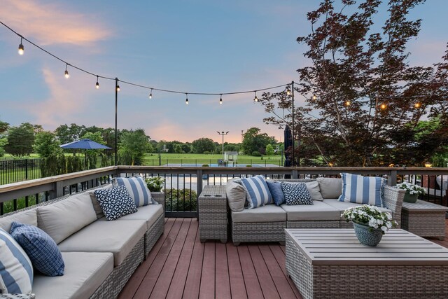 1926 Cliffview Ct, Murfreesboro, TN 37128 - deck at dusk featuring an outdoor hangout area