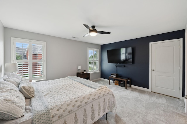 1926 Cliffview Ct, Murfreesboro, TN 37128 - bedroom with light colored carpet, baseboards, and ceiling fan