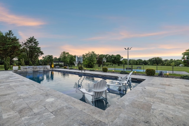 1926 Cliffview Ct, Murfreesboro, TN 37128 - pool at dusk with a patio area