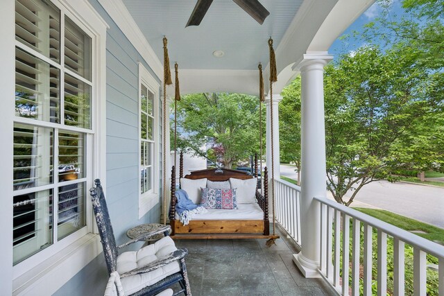 1577 Westhaven Blvd, Franklin, TN 37064 - covered porch featuring a ceiling fan